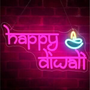 Happy Diwali Neon Sign – Multicolor LED Wall Decor Light
